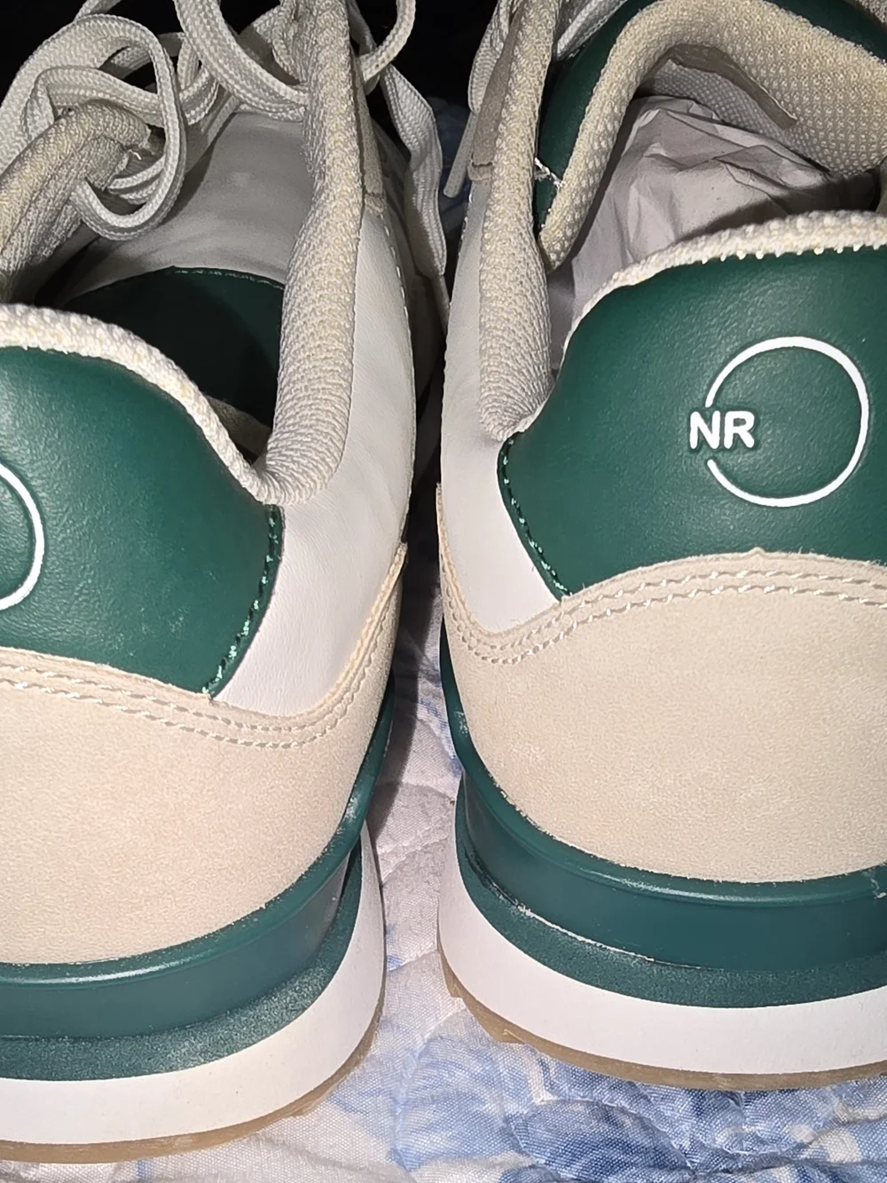 Natural Reflections White & Green Athletic Sneakers